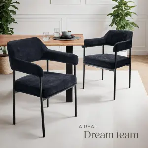 armchair Doé, upholstered, steel legs - Woven fabric black/black