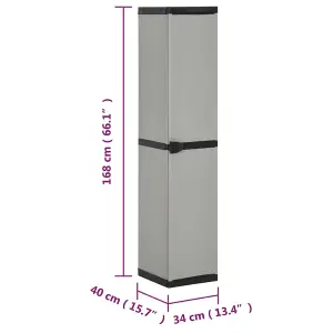 Berkfield Garden Storage Cabinet with 3 Shelves Grey & Black 34x40x168 cm