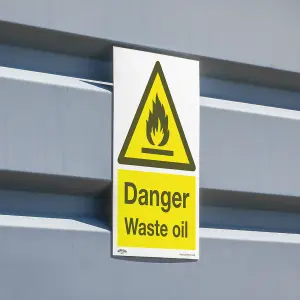 Sealey Warning Safety Sign Danger Waste Oil Rigid Plastic Pack of 10 SS60P10