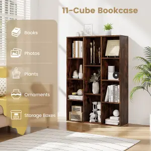 Costway 11-Cube Bookcase Modern Geometric Bookshelf Book Storage Organizer