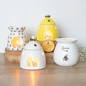 Yellow Ceramic Bee Hive Oil Burner and Wax Warmer