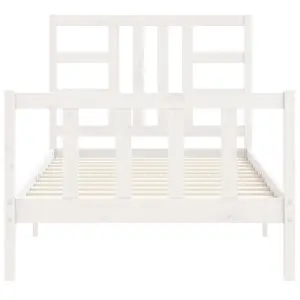 Berkfield Bed Frame with Headboard White 90x200 cm Solid Wood