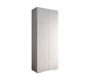 Elegant White Inova II Hinged Door Wardrobe W1000mm H2370mm D470mm - Versatile Storage with Round Gold Handles