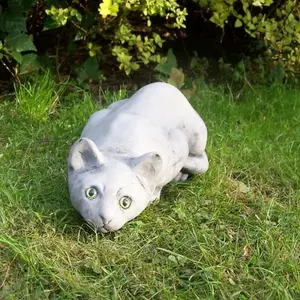 Stone Cast Prowling Cat Sculpture