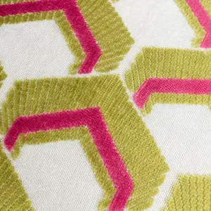 Ledbury Geometric Square Throw Cushion Covers Lime/Pink