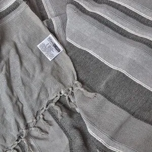 Homescapes Cotton Morocco Striped Grey Throw, 255 x 360 cm