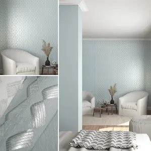 Galerie The New Design Book Collection Metallic Grey Geometric Zig-Zag Wallpaper Roll