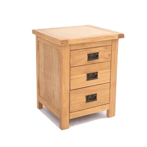 Lugo 3 Drawer Bedside Table Brass Drop Handle