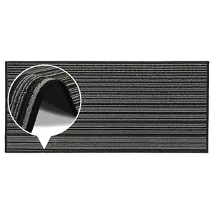 JVL Arona Machine Washable Latex Backed Runner Doormat 57x150cm, Black