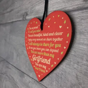 Red Ocean Valentines Gift Girlfriend Wood Heart Anniversary Birthday Gift For Girlfriend Best Friend Keepsake