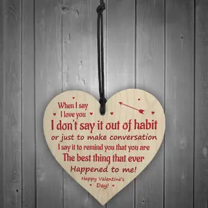 Red Ocean Special Valentines Day Wooden Heart Plaque Gift For Husband Wife Gift For Him