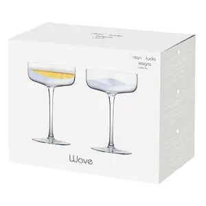 Wave Champagne Saucers (Set of 2) Clear/Silver