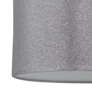 First Choice Lighting Chrome Arched Floor Lamp with Grey Glitter Shade