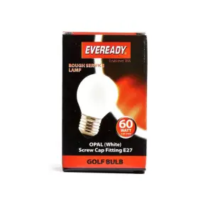 10 x Eveready 60W ES Opal Golf Light Bulbs