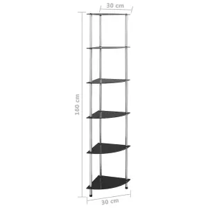 Berkfield 6-Tier Shelf Black 30x30x160 cm Tempered Glass