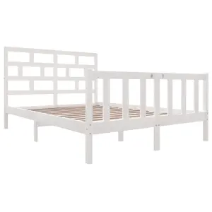 Berkfield Bed Frame White Solid Wood Pine 140x200 cm