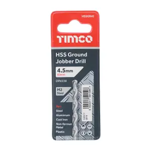 Timco - Ground Jobber Drills - HSS M2 (Size 4.5mm - 1 Each)