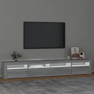 Berkfield TV Cabinet with LED Lights Grey Sonoma 240x35x40 cm