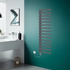 Rinse Bathrooms Minimalist Electric Thermostatic Bathroom Heated Towel Rail Radiator 1600x600mm 800W Sand Grey