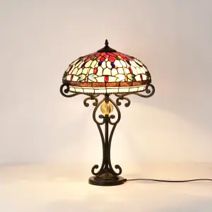 BELOFAY 16 inches Dragonfly Tiffany Table Lamps, Stained Glass Handmade Tiffany Vintage Bedside Table Lamps 30 inches Height