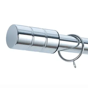 A.Unique Home Plain Barrel Metal Extendable Curtain Pole with Rings and Fittings (25/28mm) - Nickel, 120cm - 220cm Approx