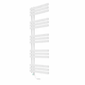 Rinse Bathrooms Designer Electric Thermostatic Heated Towel Rail D Shape Bathroom Ladder Style Radiator Warmer 1600x600mm White