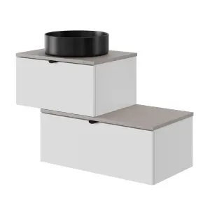 GoodHome Samal Matt Black Round Counter top Basin