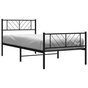 Berkfield Metal Bed Frame with Headboard and Footboard Black 100x190 cm