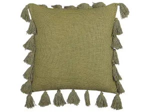 Throw Cushion LYNCHIS Cotton 45 x 45 cm Solid Olive Green