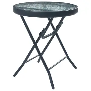 Berkfield Bistro Table Black 40x46 cm Steel and Glass