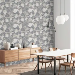 Arthouse Palm Grove Grey Wallpaper