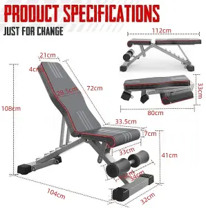 Adjustable Weight Bench, 300KG Foldable Workout Bench