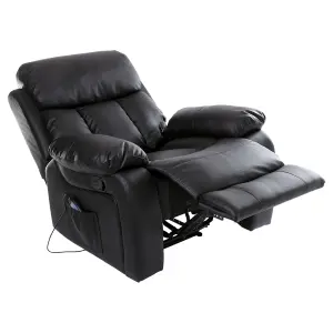 Chester Bonded Leather Recliner Armchair Sofa Home Lounge Chair Reclining Gaming (Black)