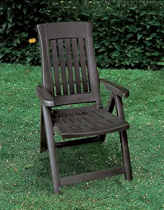 URBN GARDEN 110cm Height Outdoor Foldable Plastic Garden Chair Patio Furniture With Adjustable Back Anthracite Colour