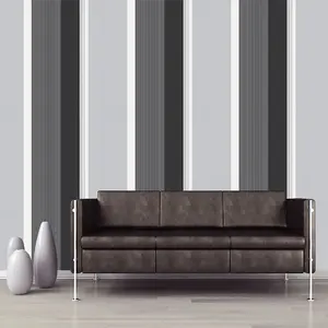 Stripe Wallpaper Bold Charcoal Grey Black White Silver Luxury Modern