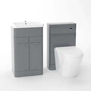 Nes Home Lex 500mm Vanity Basin Unit, WC Unit & Ellis Back to Wall Toilet Grey