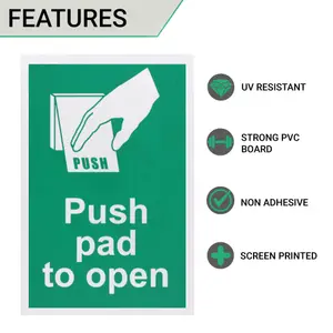 EAI - Push Pad To Open Sign 100x150mm Screw Fixed - Pack of 2