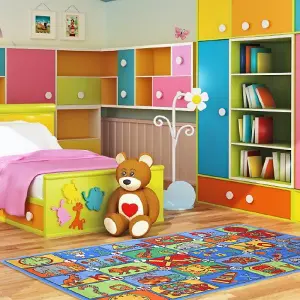 Alphabet Play Mat Nursery Play Room Non Slip Rug - 100x190cm