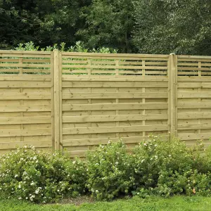 Forest Garden Contemporary Slatted Pressure treated Wooden Fence panel (W)1.8m (H)1.8m, Pack of 5