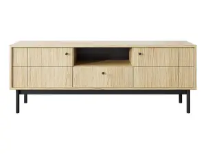 Elegant Japandi TV Cabinet H570mm W1530mm D390mm in Oak Linea - Scandinavian-Inspired Media Centre