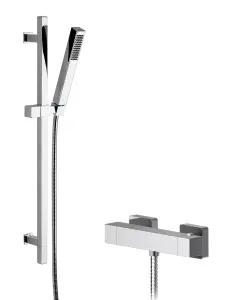 Ripple Square Bar Valve & Slide Rail Shower Kit - Chrome - Balterley