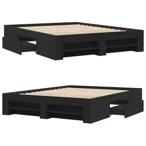 Berkfield Bed Frame without Mattress Black 150x200 cm King Size Engineered Wood