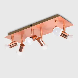 ValueLights Consul Modern Rectangular Copper Effect 6 Way Adjustable GU10 Ceiling Spotlight