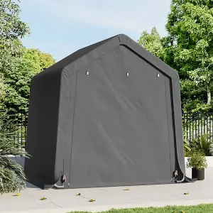 Dark Grey Galvanized Tube Garden Furniture Storage Tool Shed with Zip Door 6x6ft