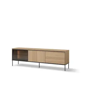 Expansive Oak Linear TV Cabinet H620mm W1970mm D410mm - Modern Design with LED Lighting