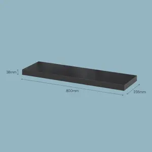 GoodHome Cusko Black Rectangular Floating shelf (L)80cm x (D)23.5cm