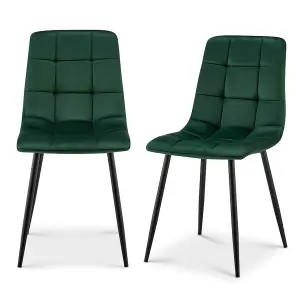 Zurich Velvet Embossed Dining Chair - Emerald Green