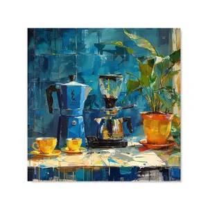 Morning Coffee: A Painterly View Premium Glass Kitchen Splashback W900mm x H750mm