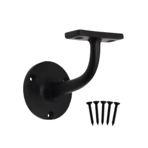 EAI Handrail Bracket Black Pack 3 Banister Brackets Stair Banister Wall Handrail 63mm