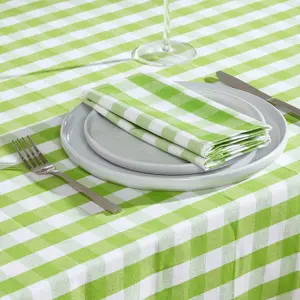 Homescapes Green Block Check Cotton Gingham Tablecloth, 137 x 137 cm